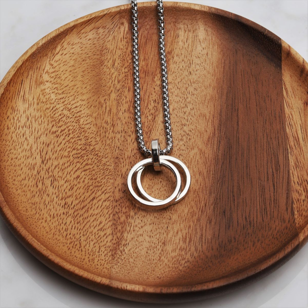 Ringe-Kreis-Halskette – Kreise aus Edelstahl – Doppelring