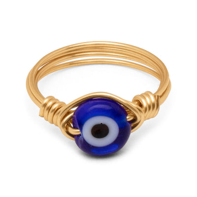 Evil Eye Ring – Geflochtenes Gold – Nazar – Evil Eye