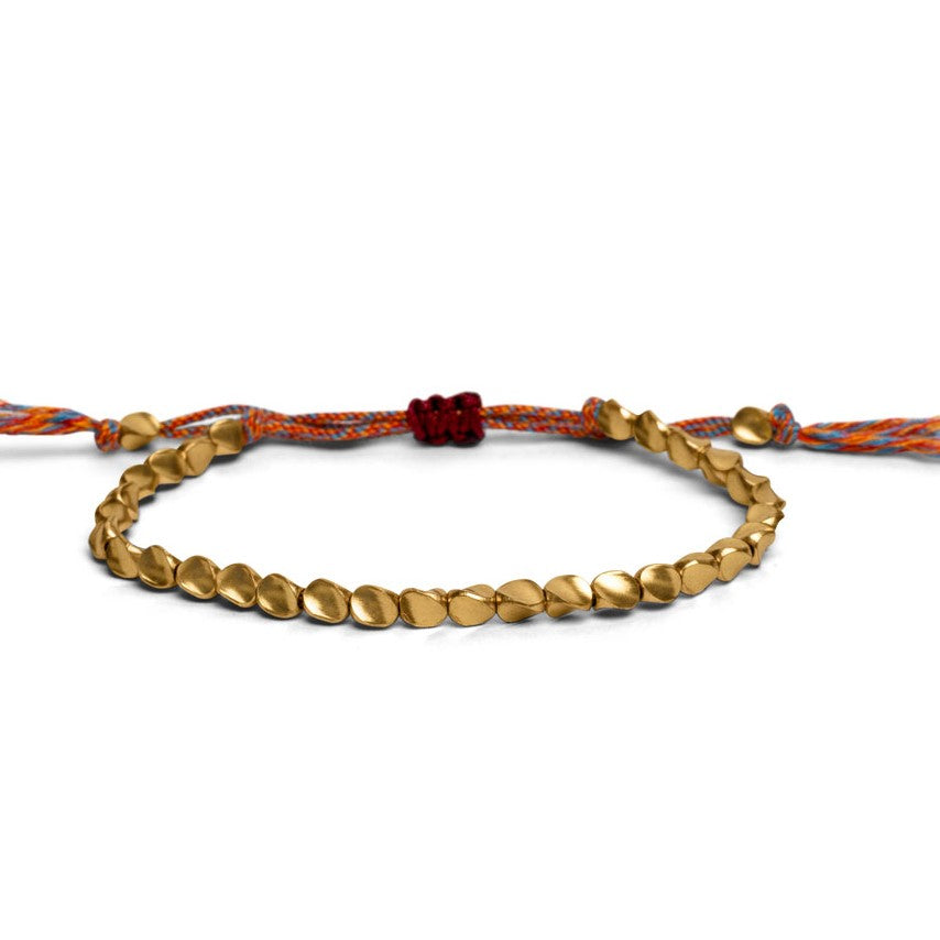 Glücksarmband - Goldfarbenes tibetisches Armband - Handgefertigt