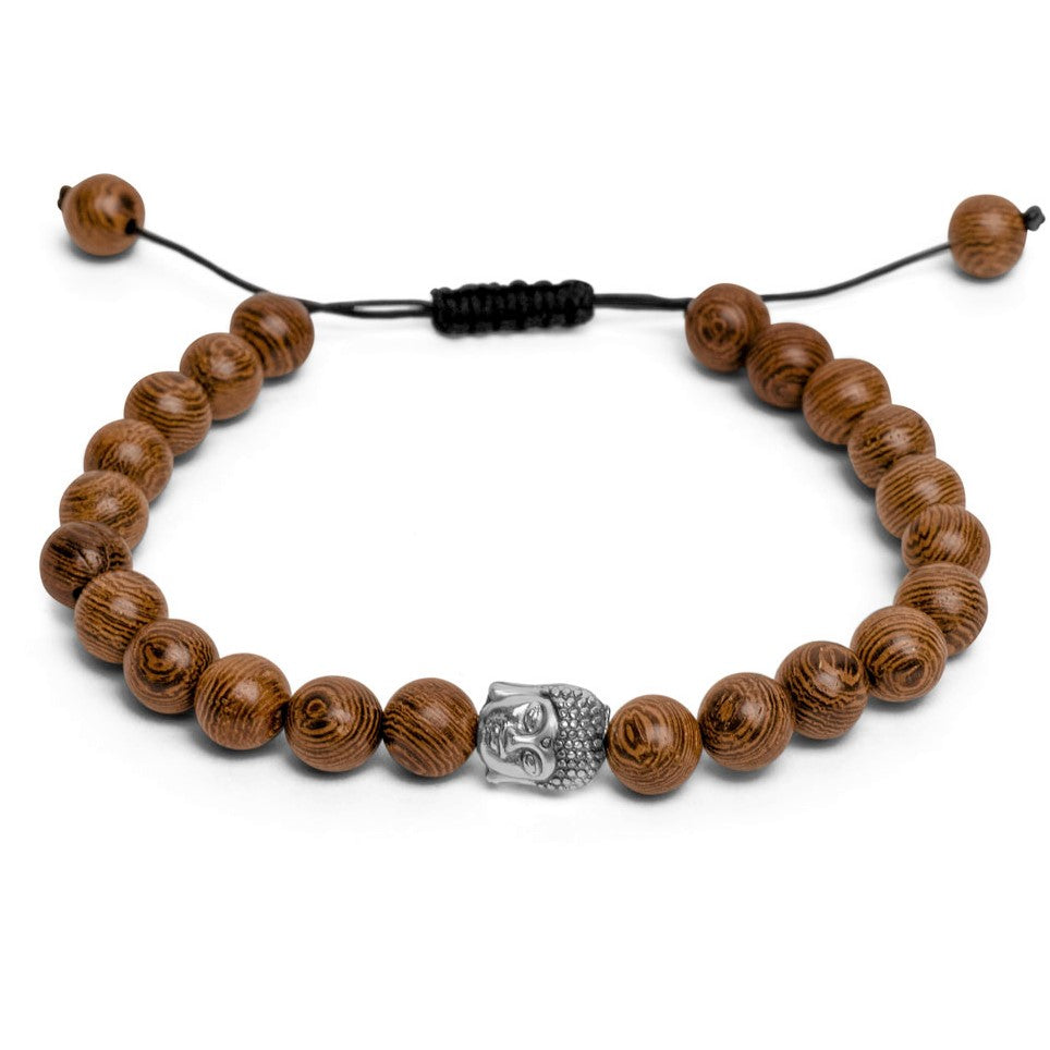 Buddha-Armband – Wengeholz & Buddha – verstellbar