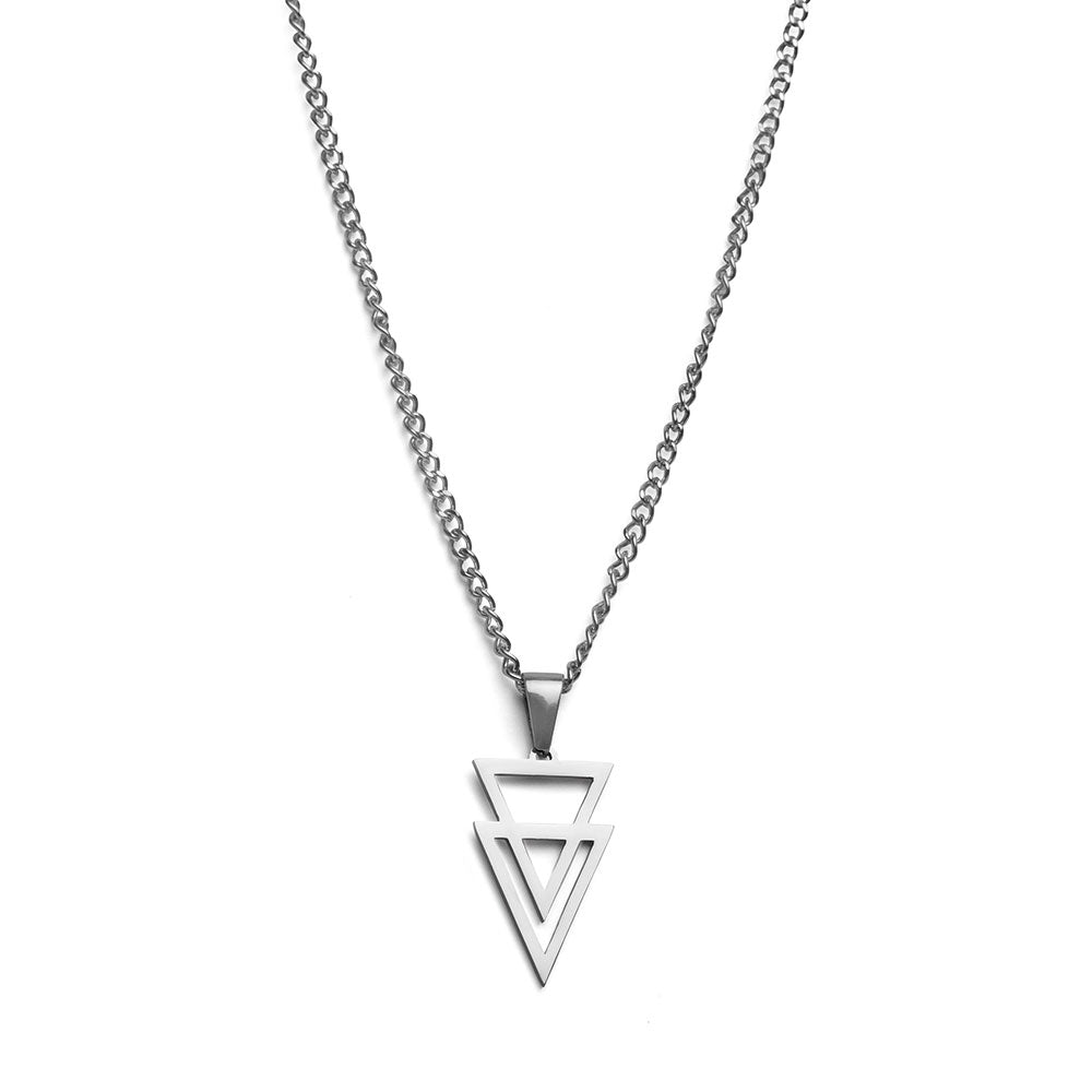 Minimalistische Halskette – Doppelpfeil – Edelstahl – Doppeldreieck – Silber