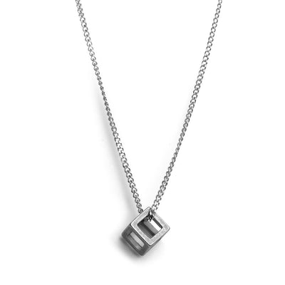 Minimalistische Halskette Würfel – Edelstahl – Würfel – Silber verwittert