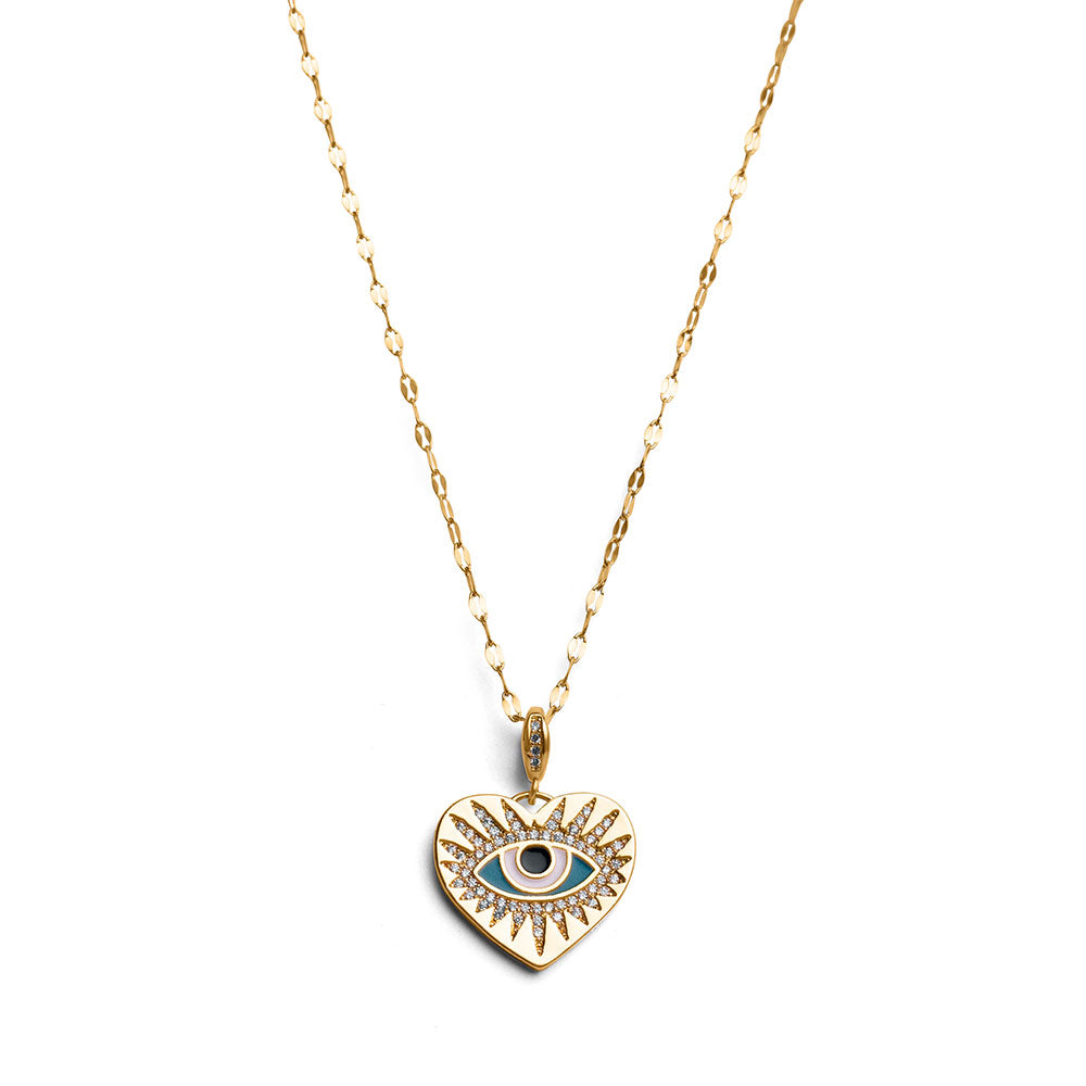 Halskette mit bösem Blick – Nazar-Herz – vergoldet
