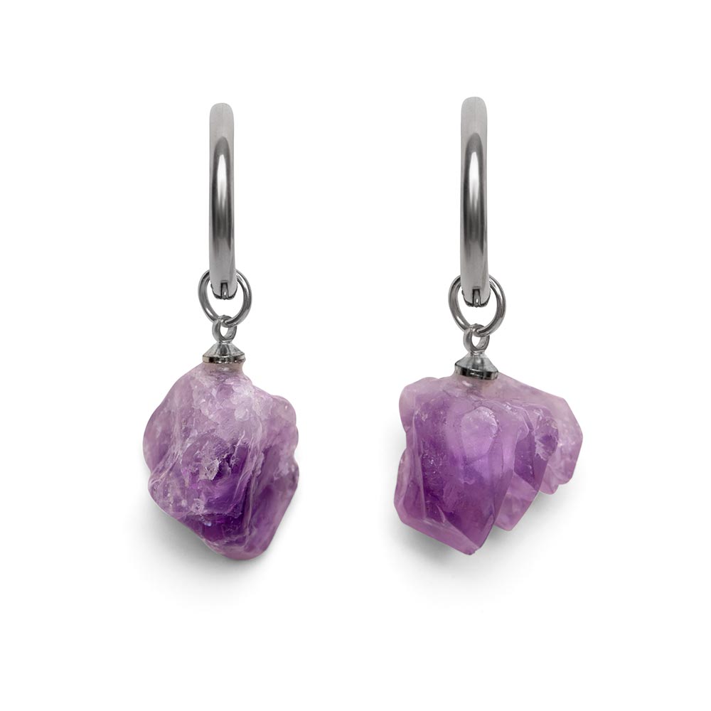 Amethyst-Ohrringe – Edelstein-Ohrringe – rau – Intuition