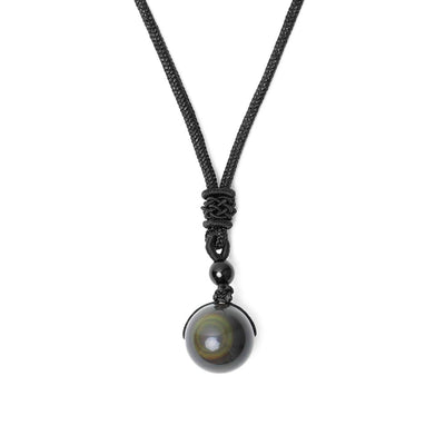 Obsidian-Edelstein-Halskette – Schwarzer Regenbogen – verstellbar – Einblick