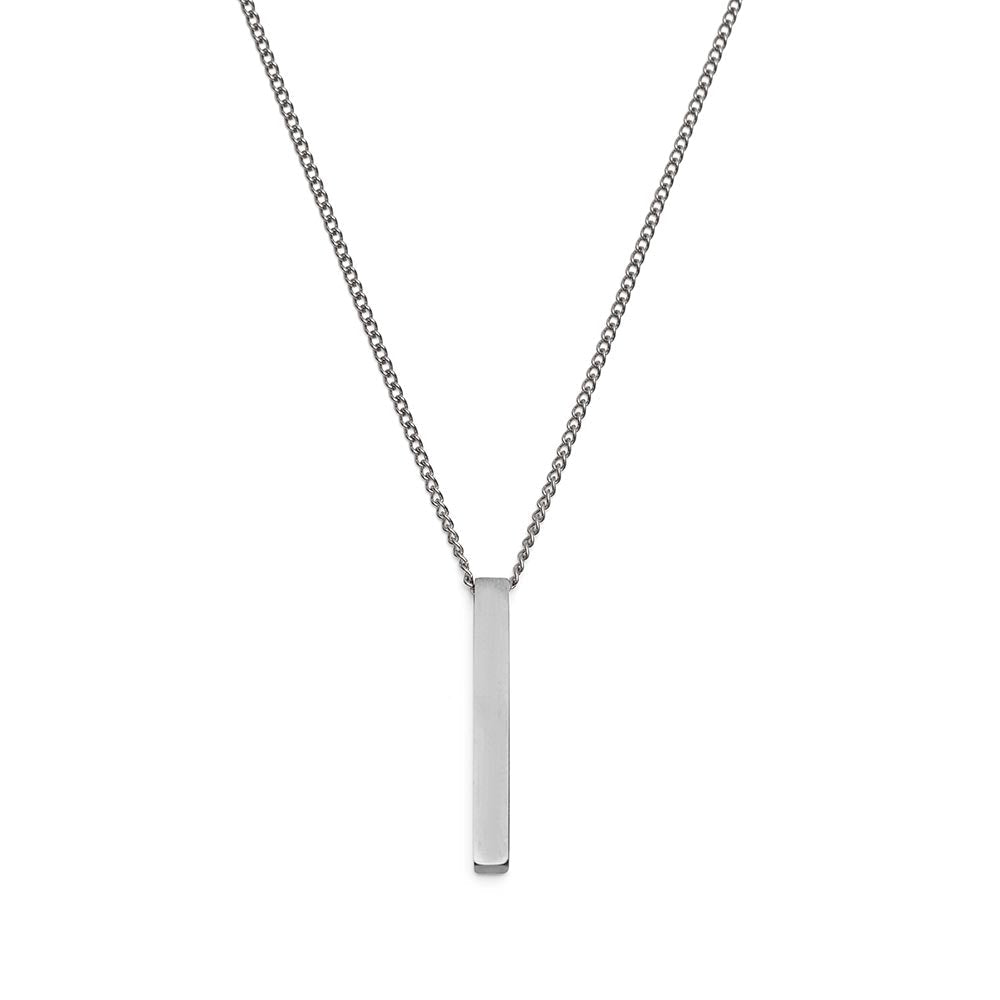 Minimalistische Halskette – Stabwürfel-Anhänger – Edelstahl – Silber