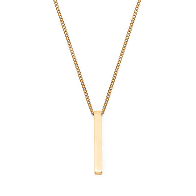 Minimalistische Halskette – Stabwürfel-Anhänger – Edelstahl – Gold