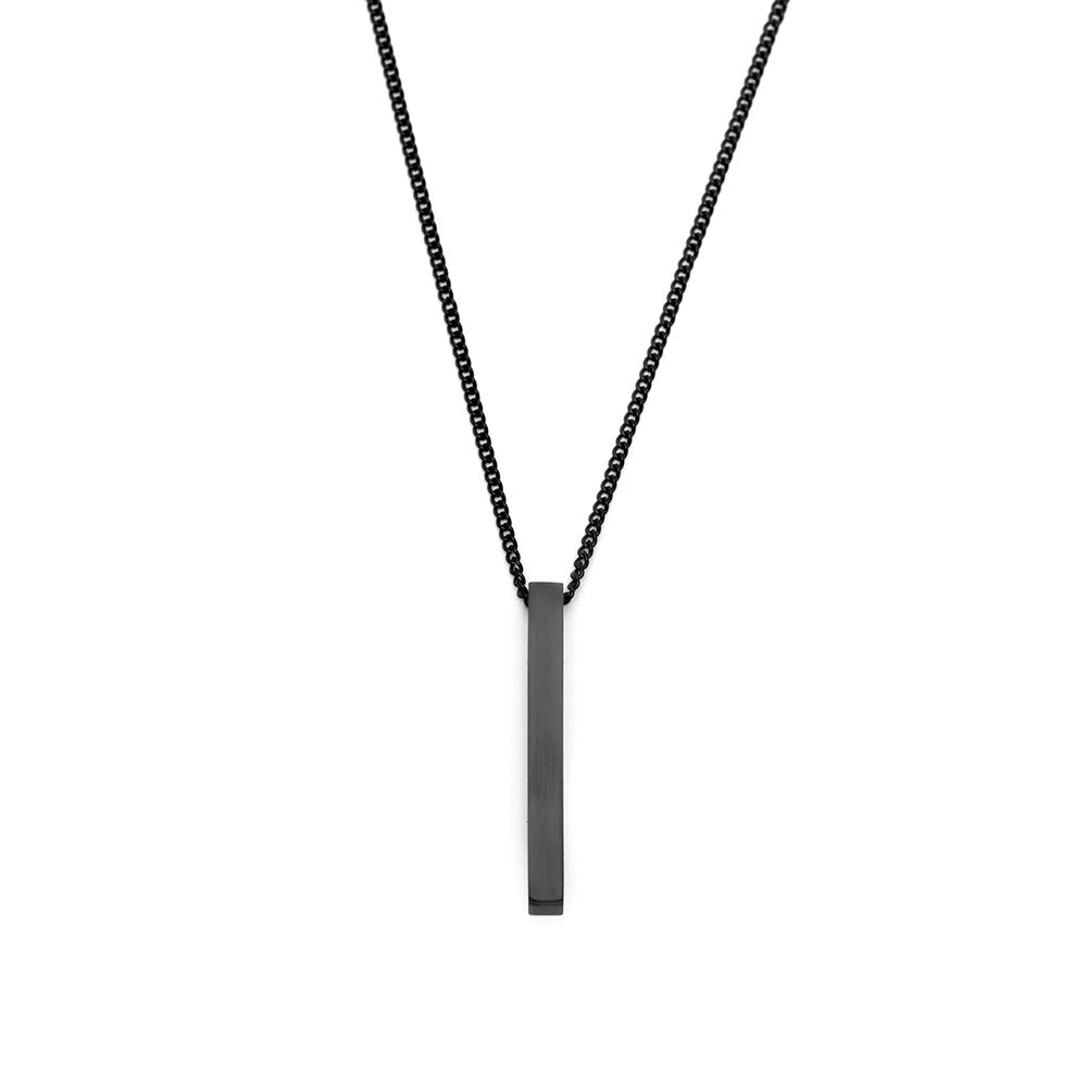 Minimalistische Halskette – Stabwürfel-Anhänger – Edelstahl – Schwarz