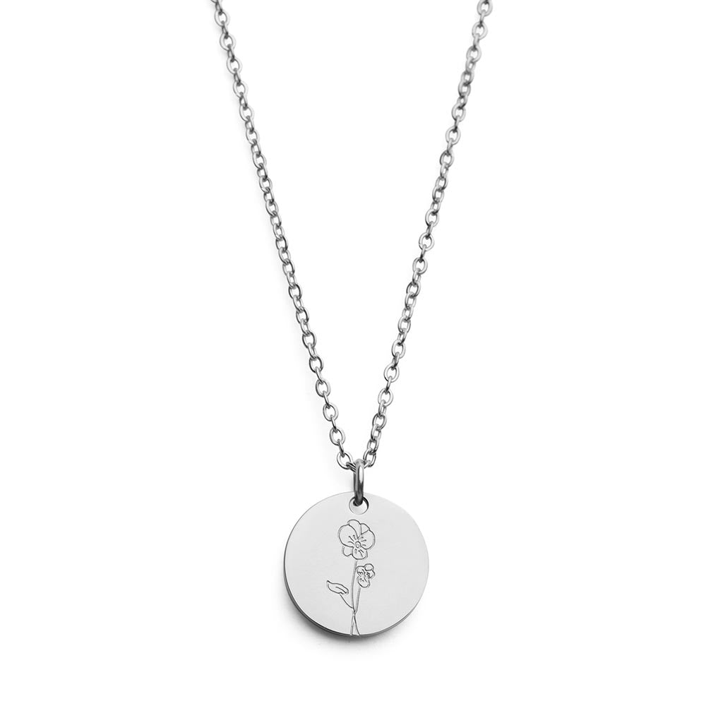 Geburtsmonats-Halskette – Geburtsblume – persönliche Halskette – Silber