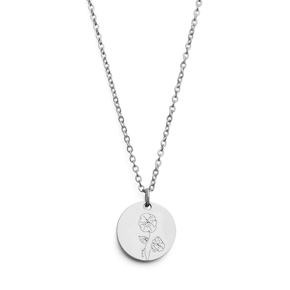 Geburtsmonats-Halskette – Geburtsblume – persönliche Halskette – Silber