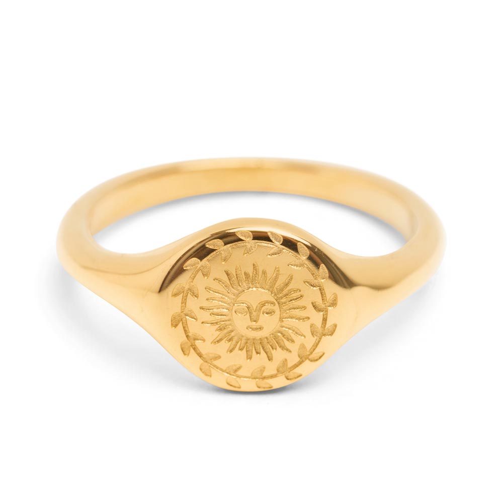 Siegelring Sonne – Ring 18K Gold – Sonnenschein