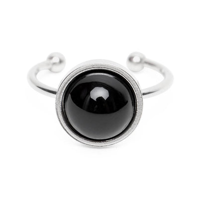 Onyx-Ring – verstellbarer Edelstahl – offener Edelsteinring – Zielstrebigkeit