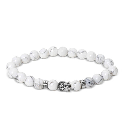 Buddha-Armband – Weißer Howlith – Zufriedenheit