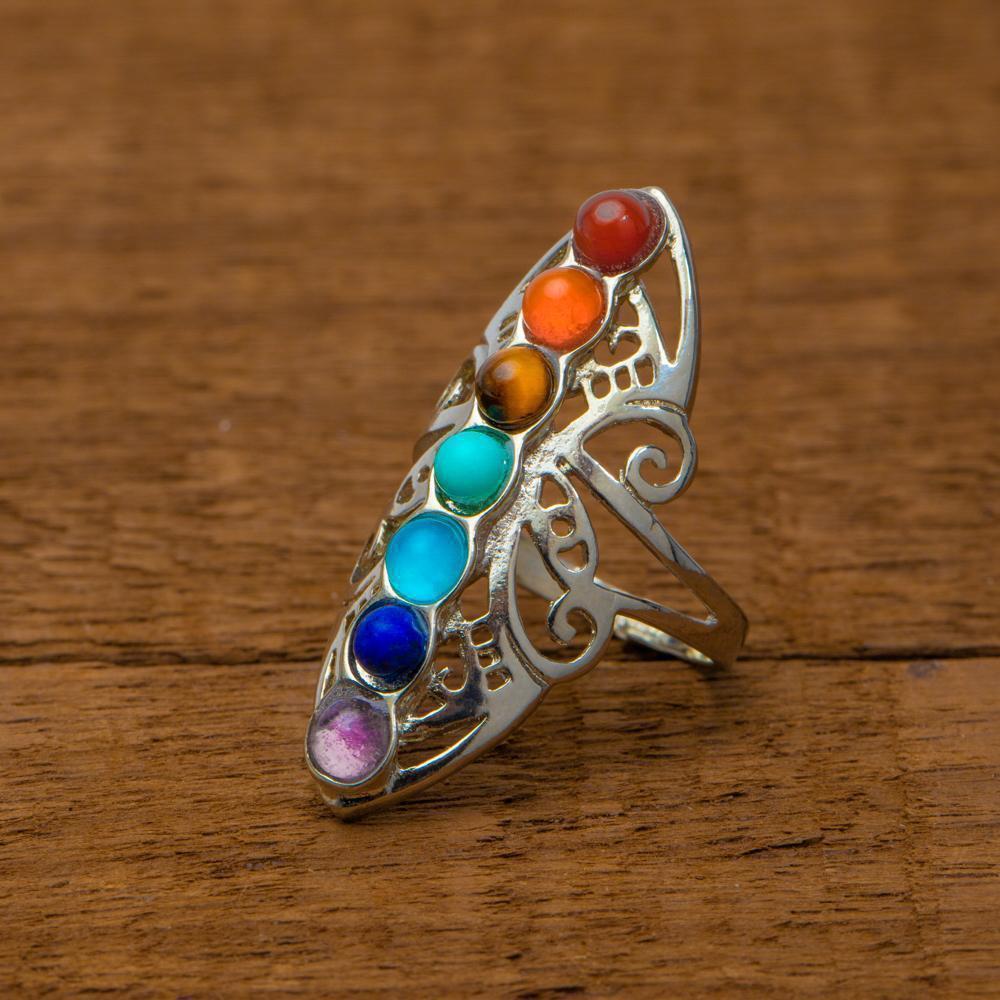 Chakra-Ring klassisch – 7 Edelsteine – verstellbar