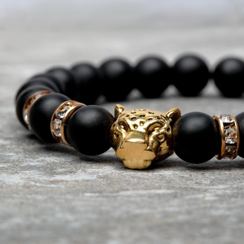 Balance-Armband - Onyx - Leopard goldfarben - Focus