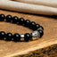 Buddha-Armband – Onyx-Edelsteine – silberfarben – Anti-Stress