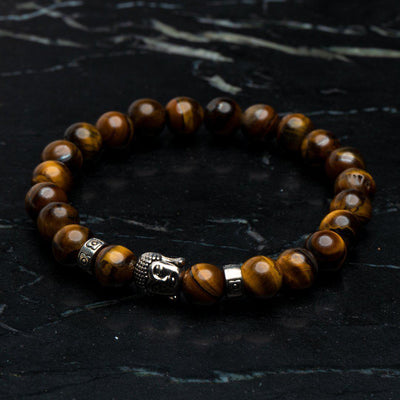 Buddha-Armband - Tigerauge silberfarben - Einsicht