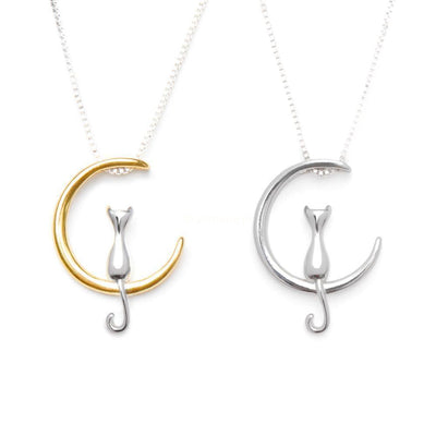 Kat Maan Ketting - 30% Zilver - 2 Stijlen-Ketting-Zilver-Zentana