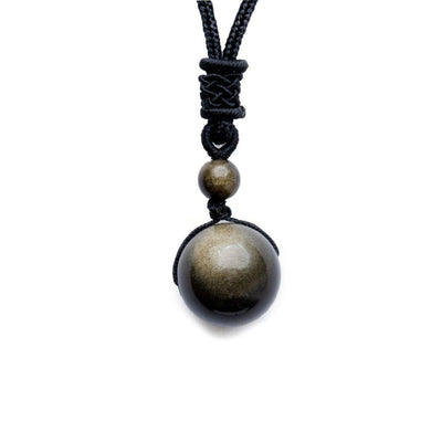 Obsidian-Edelstein-Halskette – Gold/Silber – verstellbar – Einblick