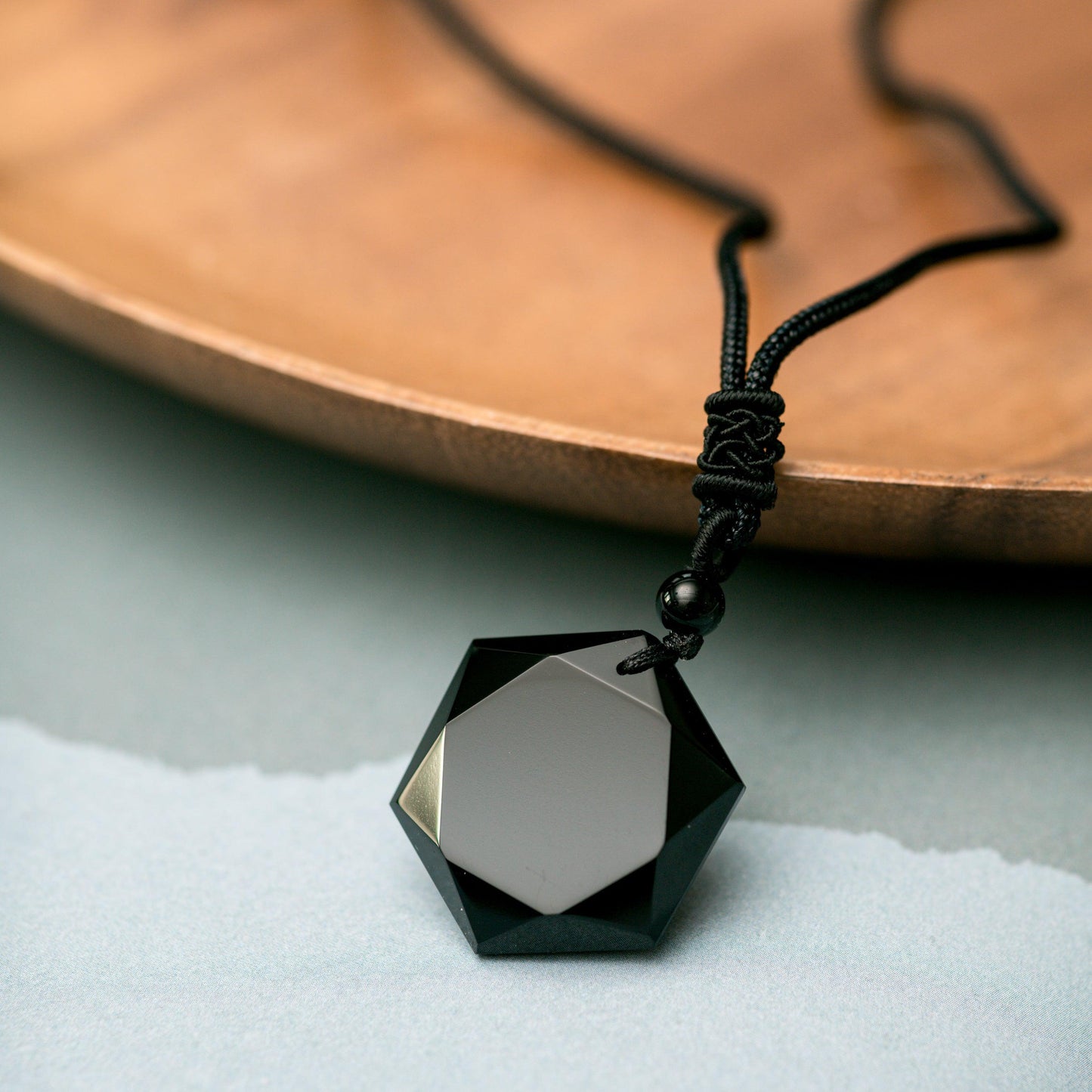 Obsidian-Edelstein-Halskette – Schwarz sechseckig – Wahrheit