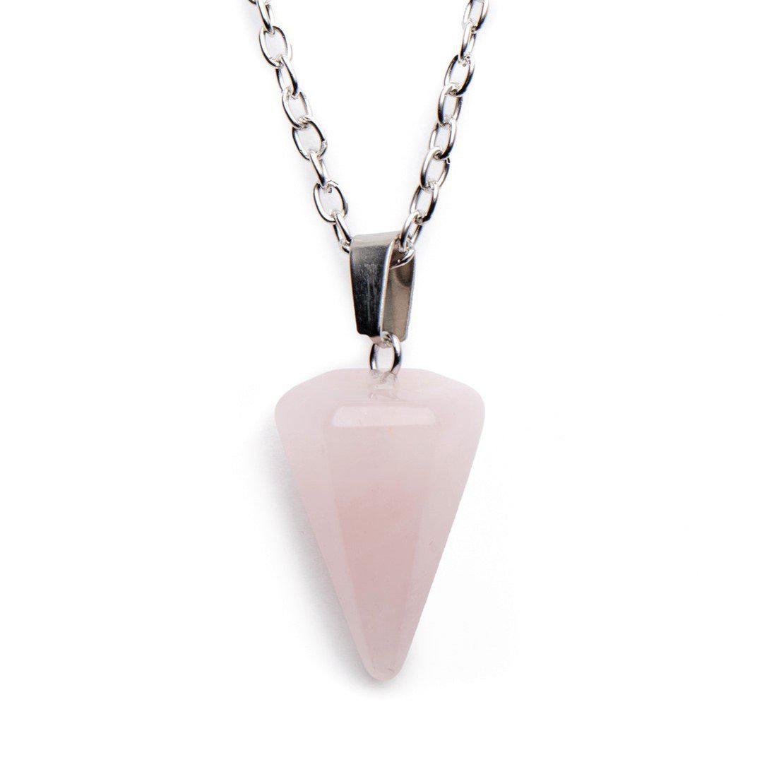 Pendelketting - Rozenkwarts Pendel - Ketting & Edelsteen Hanger - Inzicht-Pendel ketting rozenkwarts-Zentana