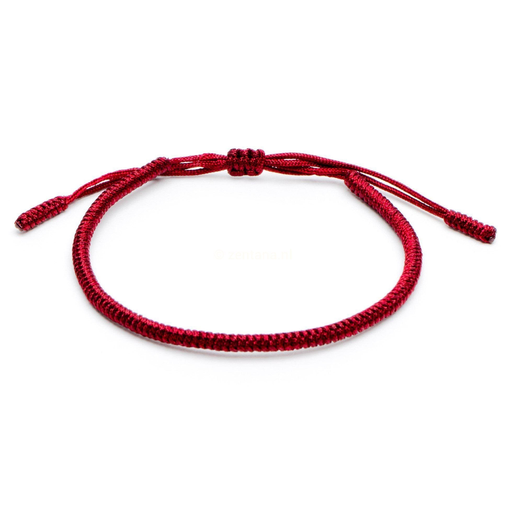 Tibetaanse Geluksarmband - Handgemaakt & Gezegend door Monniken-Geluksbandjes-Diep Rood-Zentana